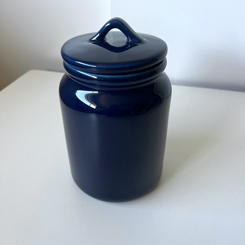 Cobalt Blue Ceramic Kitchen Canister Jar with Lid Pantry Storage